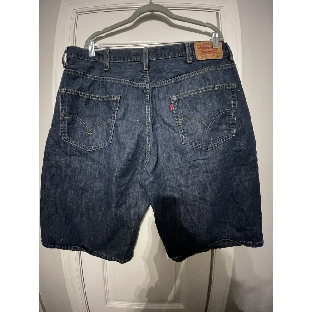Levi's 569 Men's Blue Denim Jean Shorts Medium Wash Loose Fit 5-Pocket Button